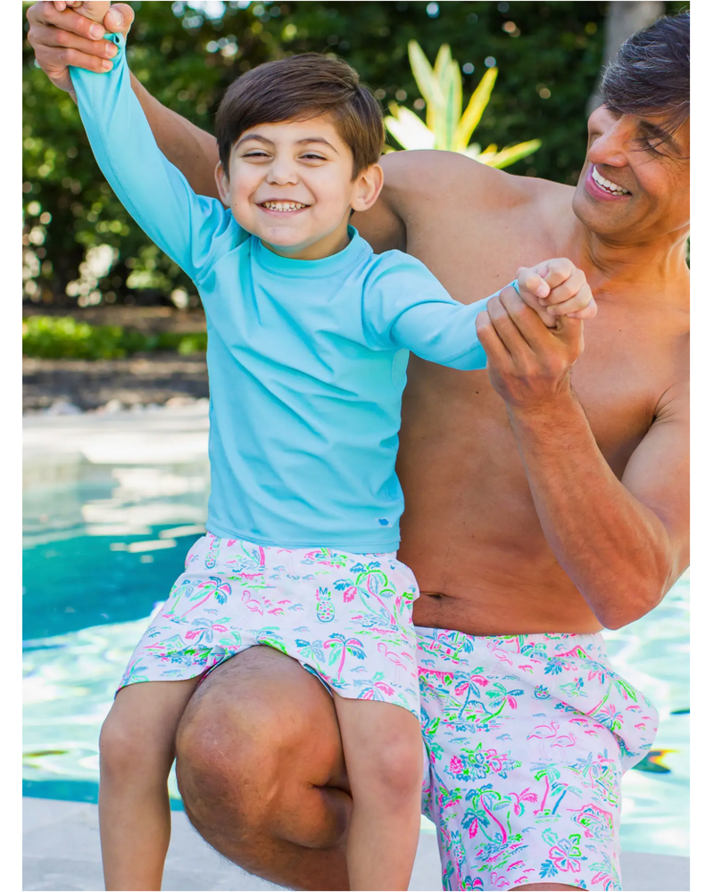 Rugged Butts Tropical Resort Swim Trunks {Wht/Turq/Lime/}