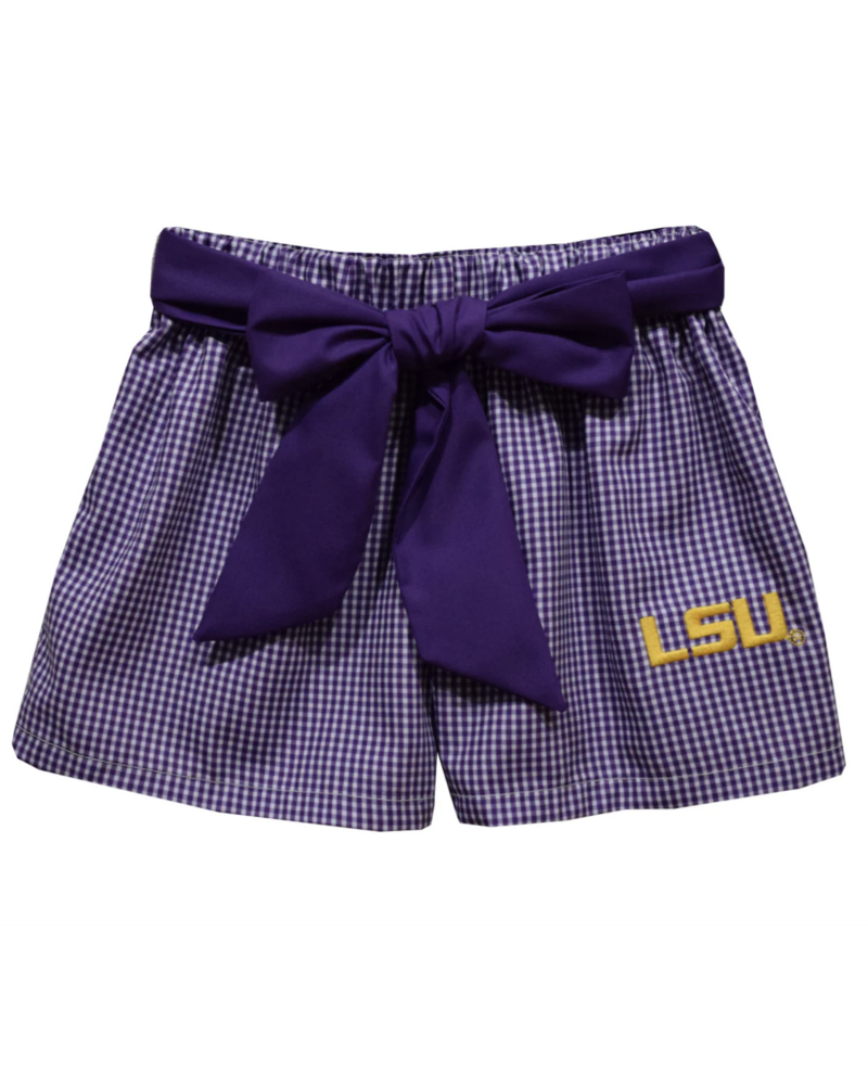 LSU Tigers Emb Tank/Short Set {Wht/Purp Gingham} F24