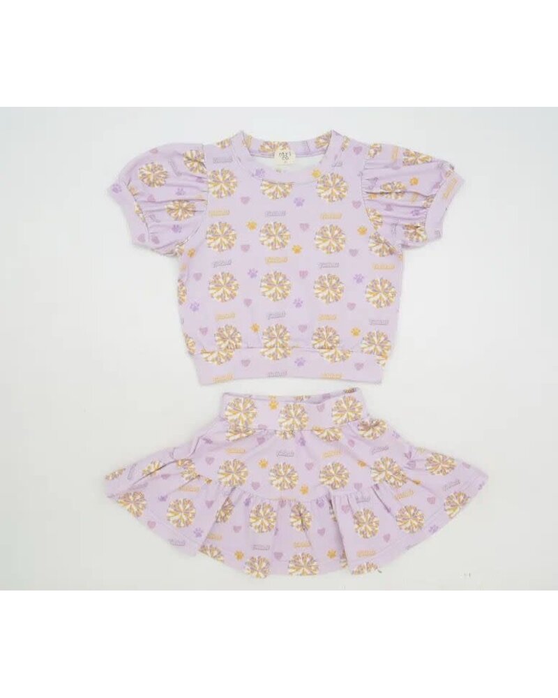Ntrl CO. Pom-Pom Paws Swirl, Twirl & Whirl Skirt Set {Wht/Purp/Gld}