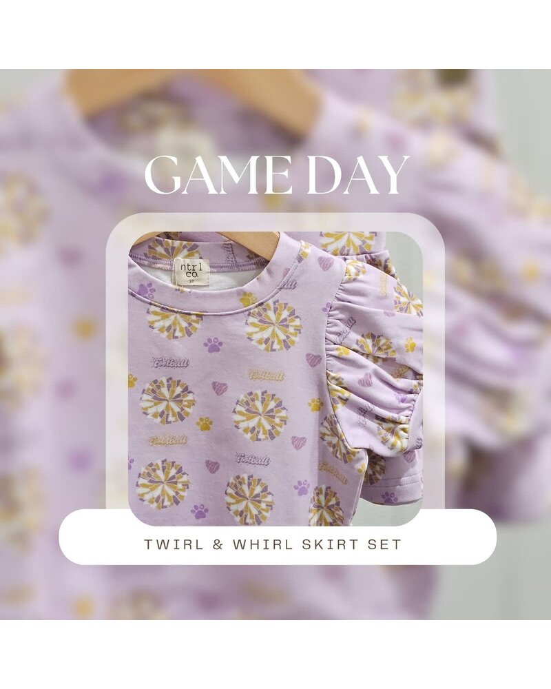 Ntrl CO. Pom-Pom Paws Swirl, Twirl & Whirl Skirt Set {Wht/Purp/Gld}