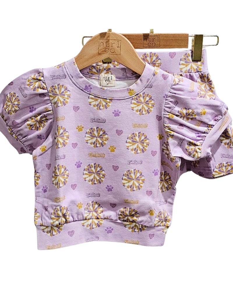 Ntrl CO. Pom-Pom Paws Swirl, Twirl & Whirl Skirt Set {Wht/Purp/Gld}