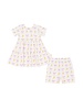 Ntrl CO. Put A Bow On It! Short Sleeve Twirl Dress w/Biker Shorts {Wht/Lav/Gld}