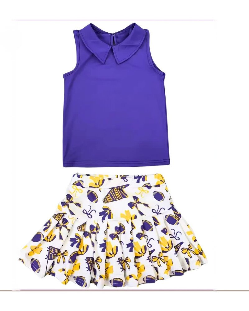 Ntrl CO. Geaux, Fight, Win Cheer Set {Wht/Purp/Gld}