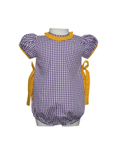 Southern Saturday Gingham Side Tie Bubble {Purple/Gold}