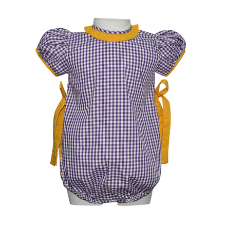 Remember Nguyen Gingham Side Tie Bubble {Purple/Gold}