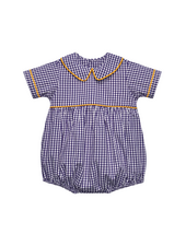 Southern Saturday Gingham Boy's Bubble {Purple/Gold}