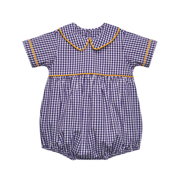 Southern Saturday Gingham Boy's Bubble {Purple/Gold}