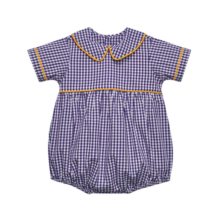 Remember Nguyen Gingham Boy's Bubble {Purple/Gold}