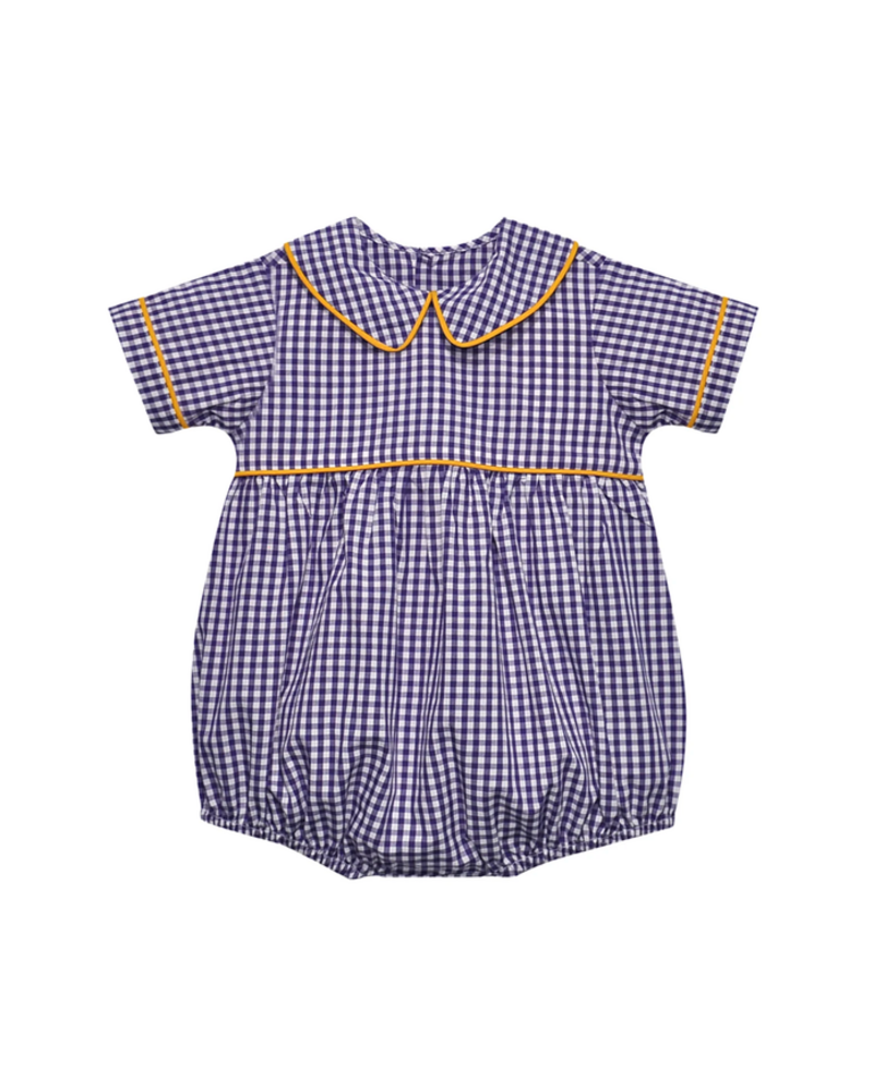 Southern Saturday Gingham Boy's Bubble {Purple/Gold}