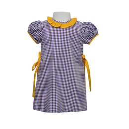 Remember Nguyen Gingham Side Tie Dress {Purple/Gold}