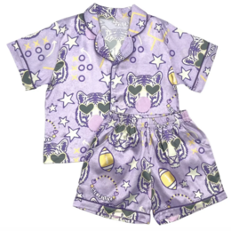 Blended Spirits LSU Tigers Silky Pajamas Shorts Set {Lavender}