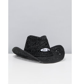 LASSO Chapeau de cowboy en paille noir avec écusson LASSO