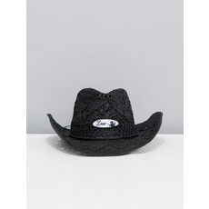 LASSO Chapeau de cowboy en paille noir avec écusson LASSO