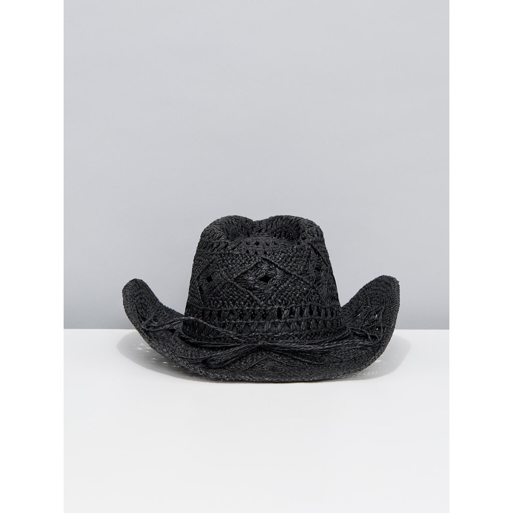LASSO Black Straw Cowboy Hat with LASSO Patch