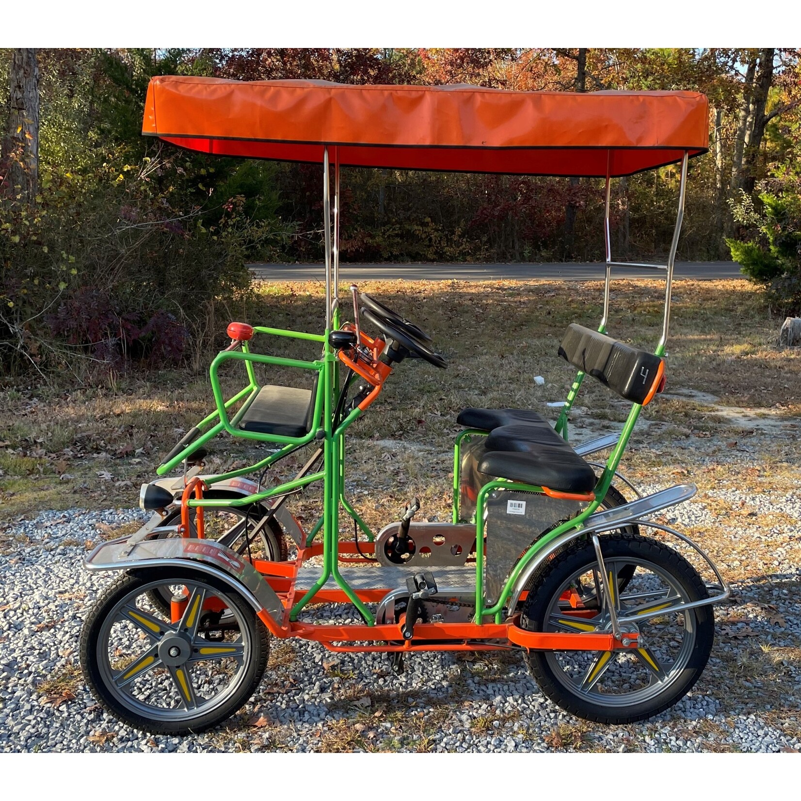 Used 2019 NewTecnoArt Selene Sport Surrey Bike (Orange & Green w/ Orange Top)