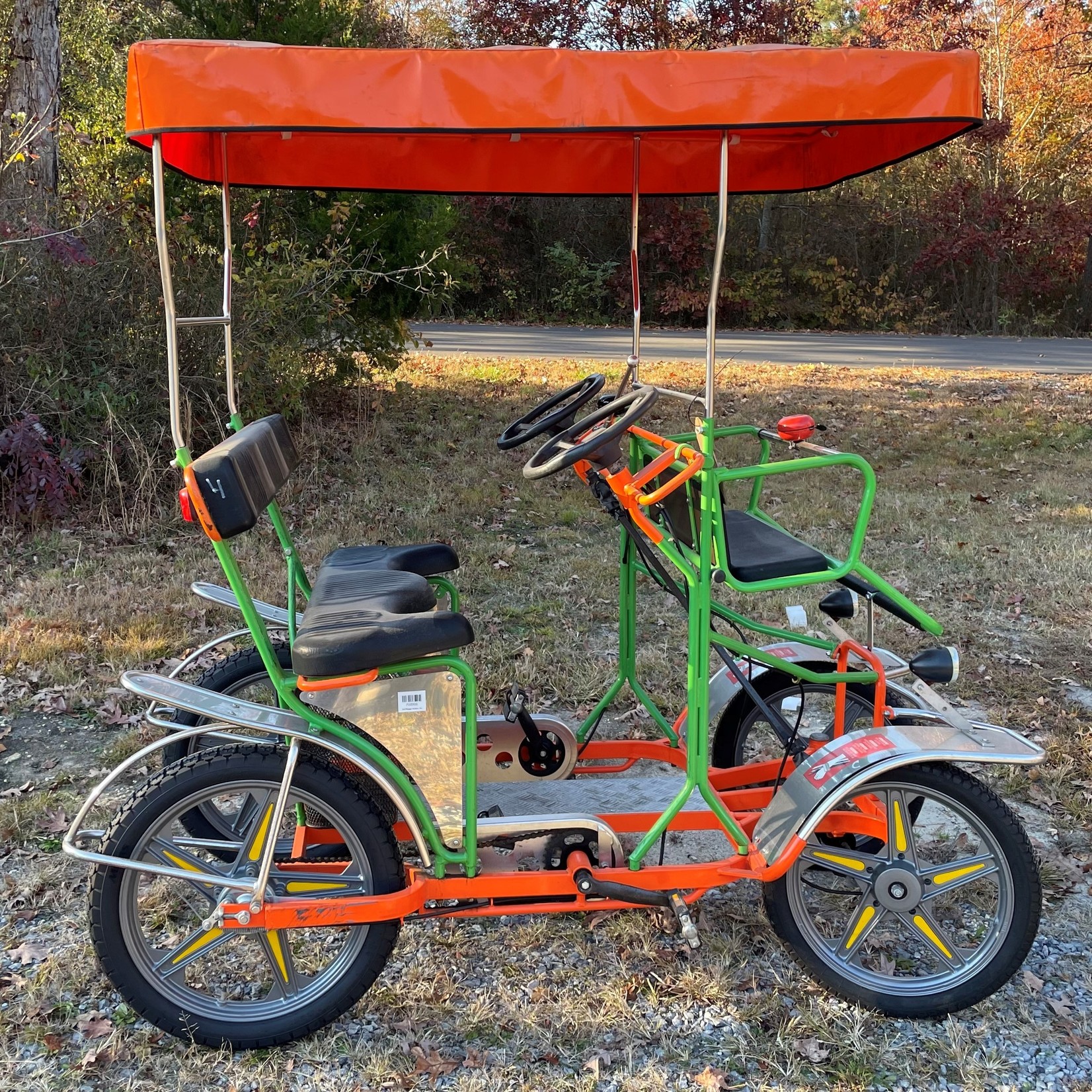 Used 2019 NewTecnoArt Selene Sport Surrey Bike (Orange & Green w/ Orange Top)