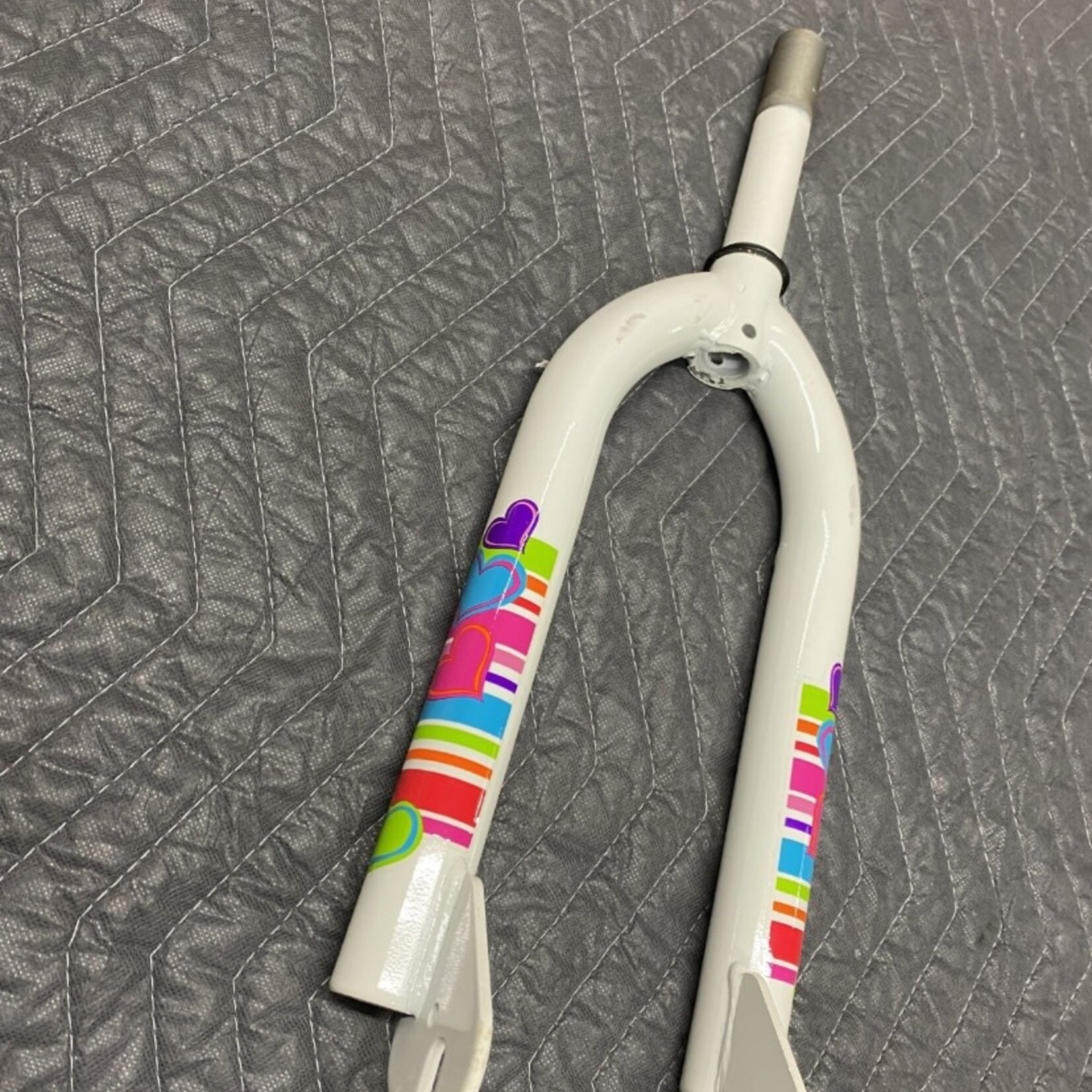 20" Threaded Bicycle Fork 5 3/16" Steer Tube (White and Rainbow) New