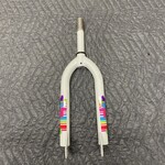 20" Threaded Bicycle Fork 5 3/16" Steer Tube (White and Rainbow)