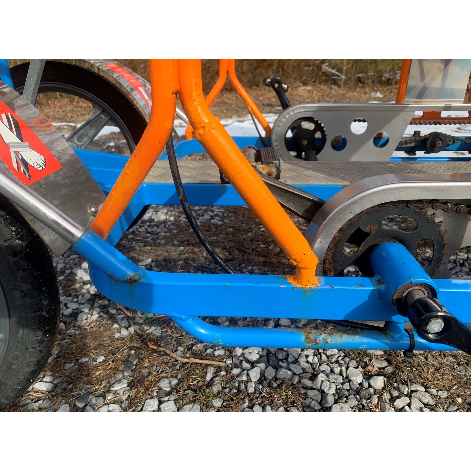 Used NewTecnoArt Selene Bus Surrey Bike (Orange/Yellow/Blue w/ Red Top)