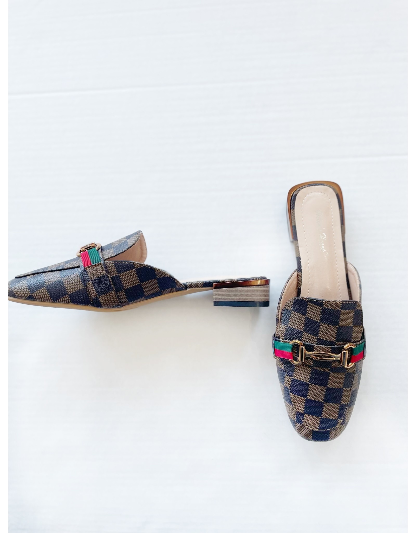 CHECKED MULE GG LOAFERS
