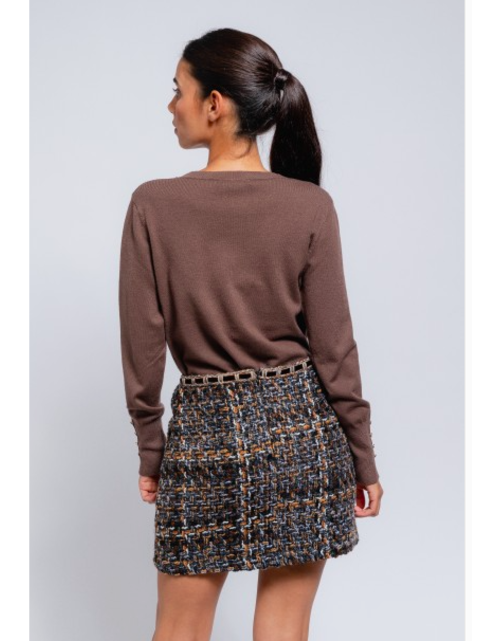 Tweed Skirt with gold buttons