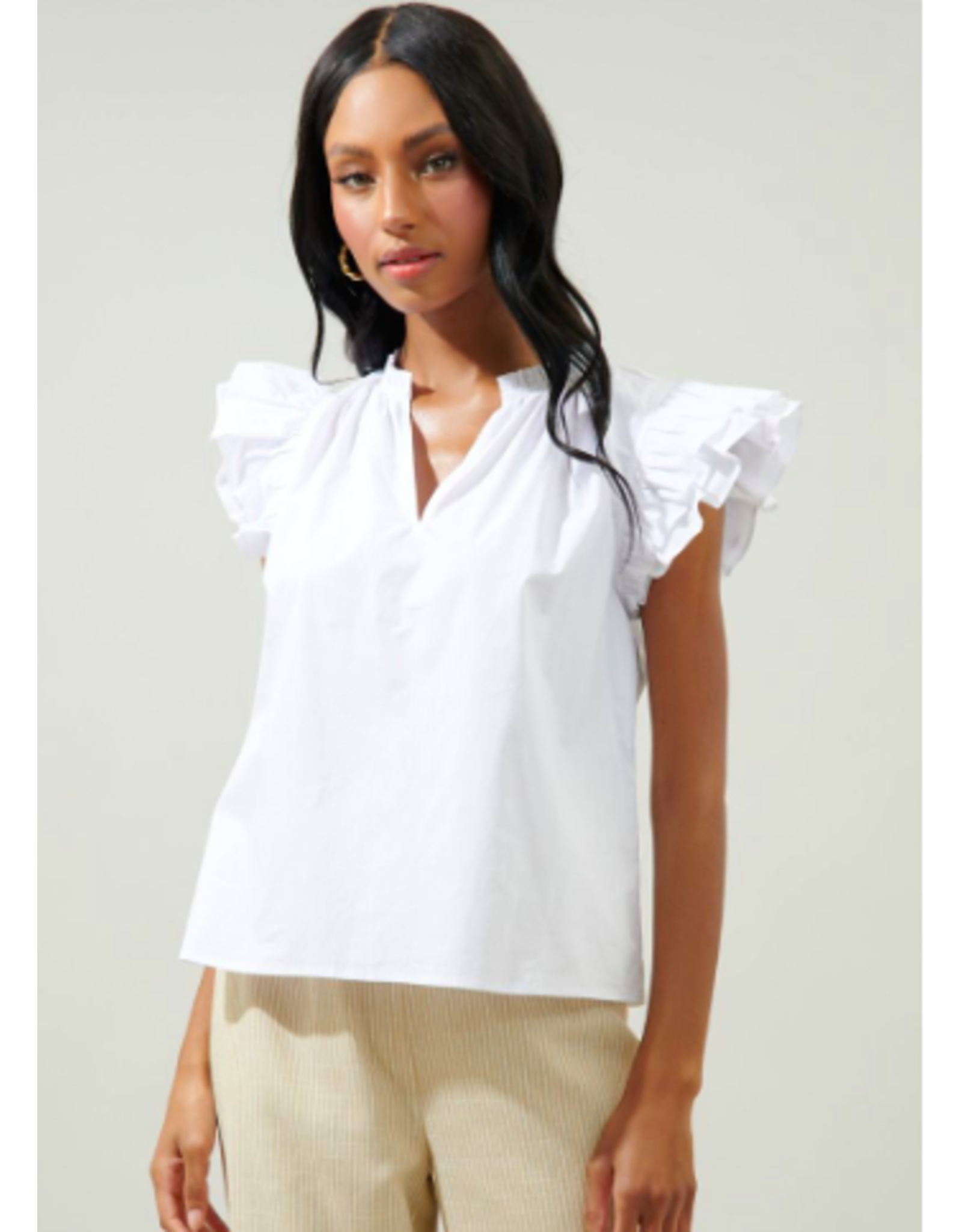 RUFFLE CAP SLEEVE TOP