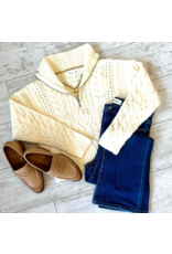 CABLE KNIT HALF ZIP ZOE SWEATER