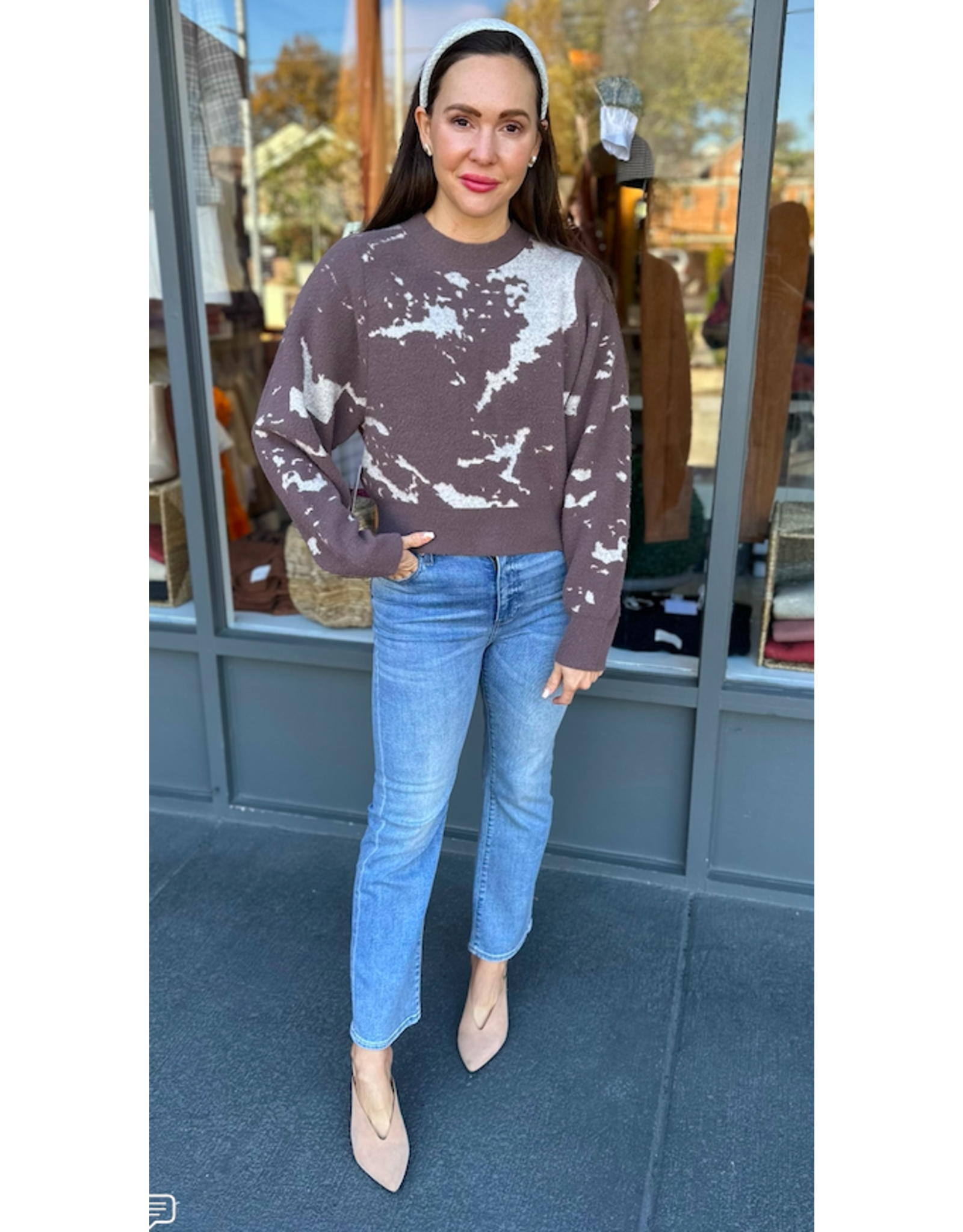 CARRARA MARBLE PRINT SWEATER