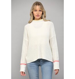 COLOR TIPPED MOCK NECK SWEATER