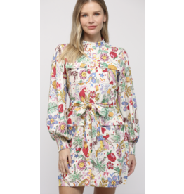 LSLV FLORAL LINEN BUTTON UP DRESS