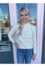 KNIT SWEATER W/ PEARL BUTTON DETAIL