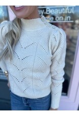 KNIT SWEATER W/ PEARL BUTTON DETAIL