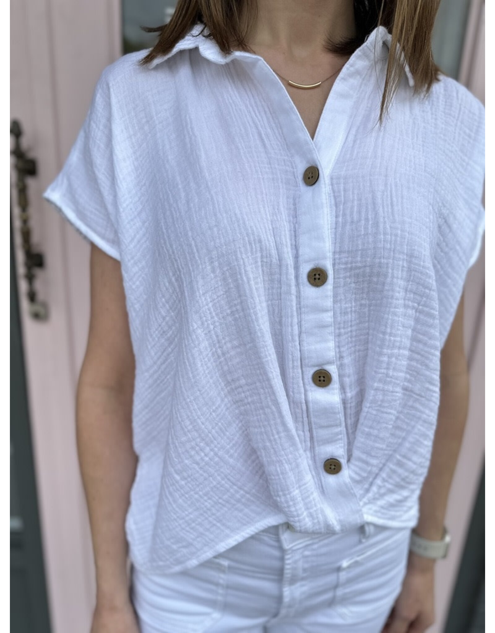 Beachlunchlounge ALI FRONT KNOT GAUZE TOP