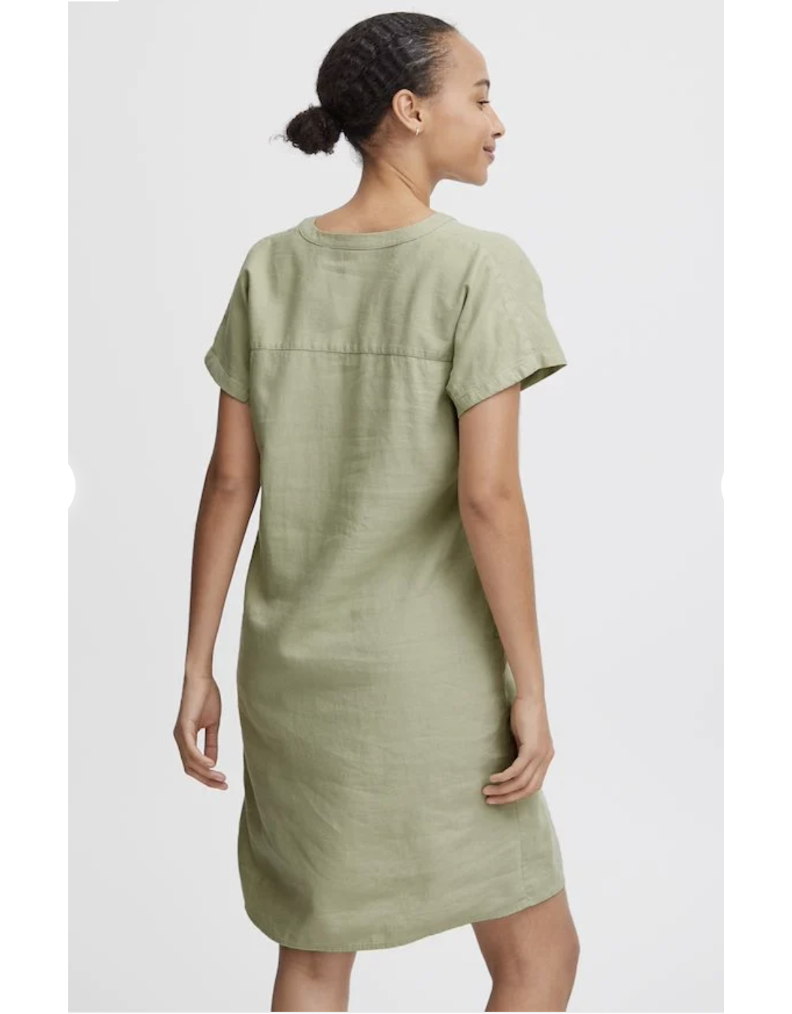 SSLV VNECK LINEN DRESS