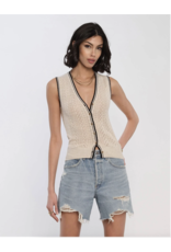 KNIT GOLD BUTTON VNECK VEST
