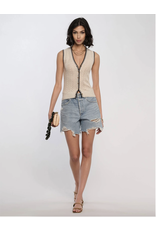 KNIT GOLD BUTTON VNECK VEST
