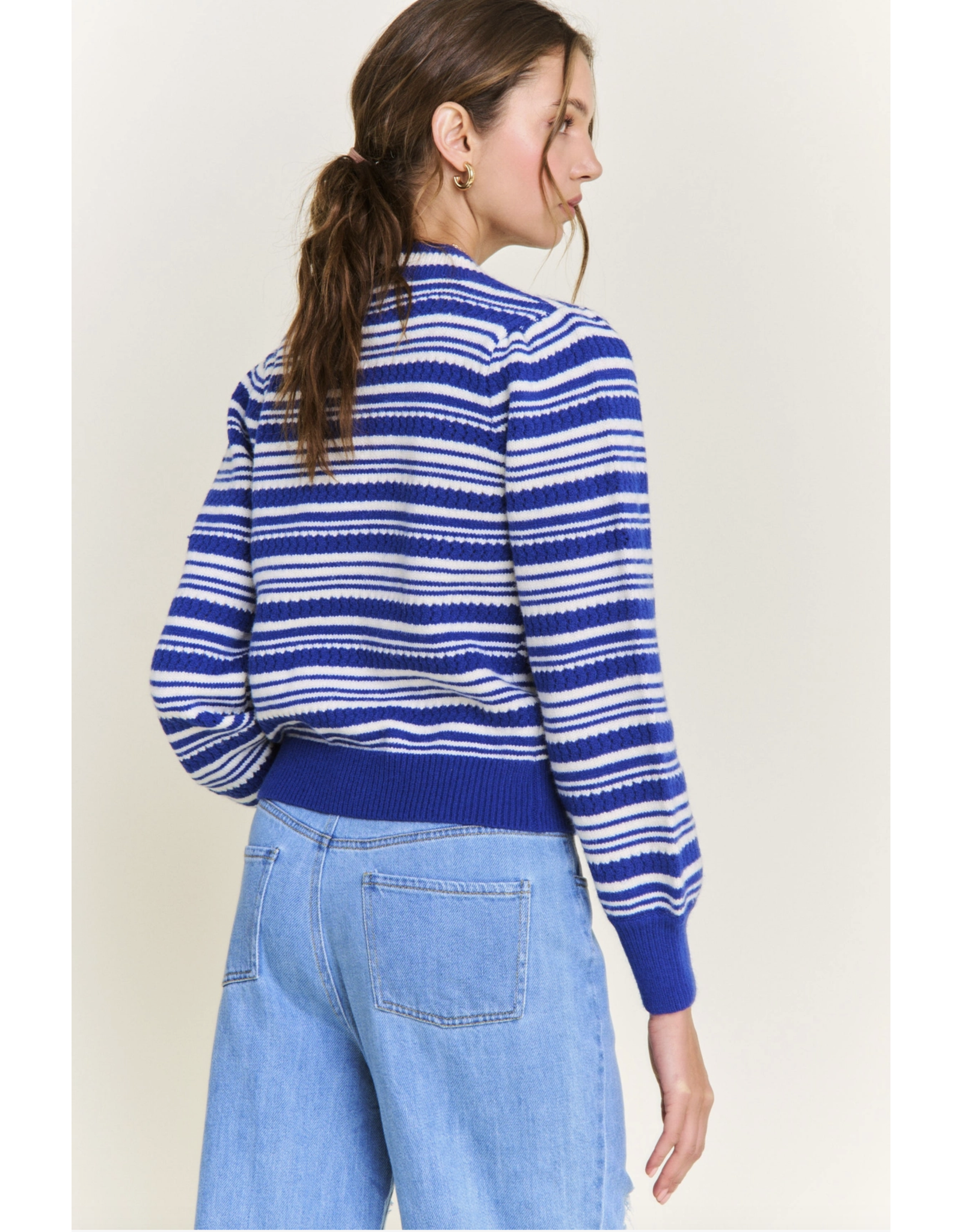 IN THE BEGINNING STRIPED CARDIGAN W/ BOW DETAIL