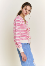 IN THE BEGINNING STRIPED CARDIGAN W/ BOW DETAIL
