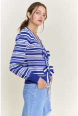 IN THE BEGINNING STRIPED CARDIGAN W/ BOW DETAIL