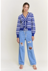 IN THE BEGINNING STRIPED CARDIGAN W/ BOW DETAIL