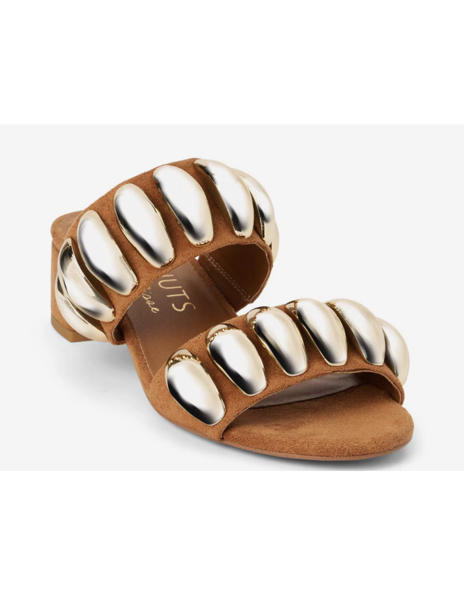 EMBELLISHED DOUBLE STRAP SUEDE SANDAL