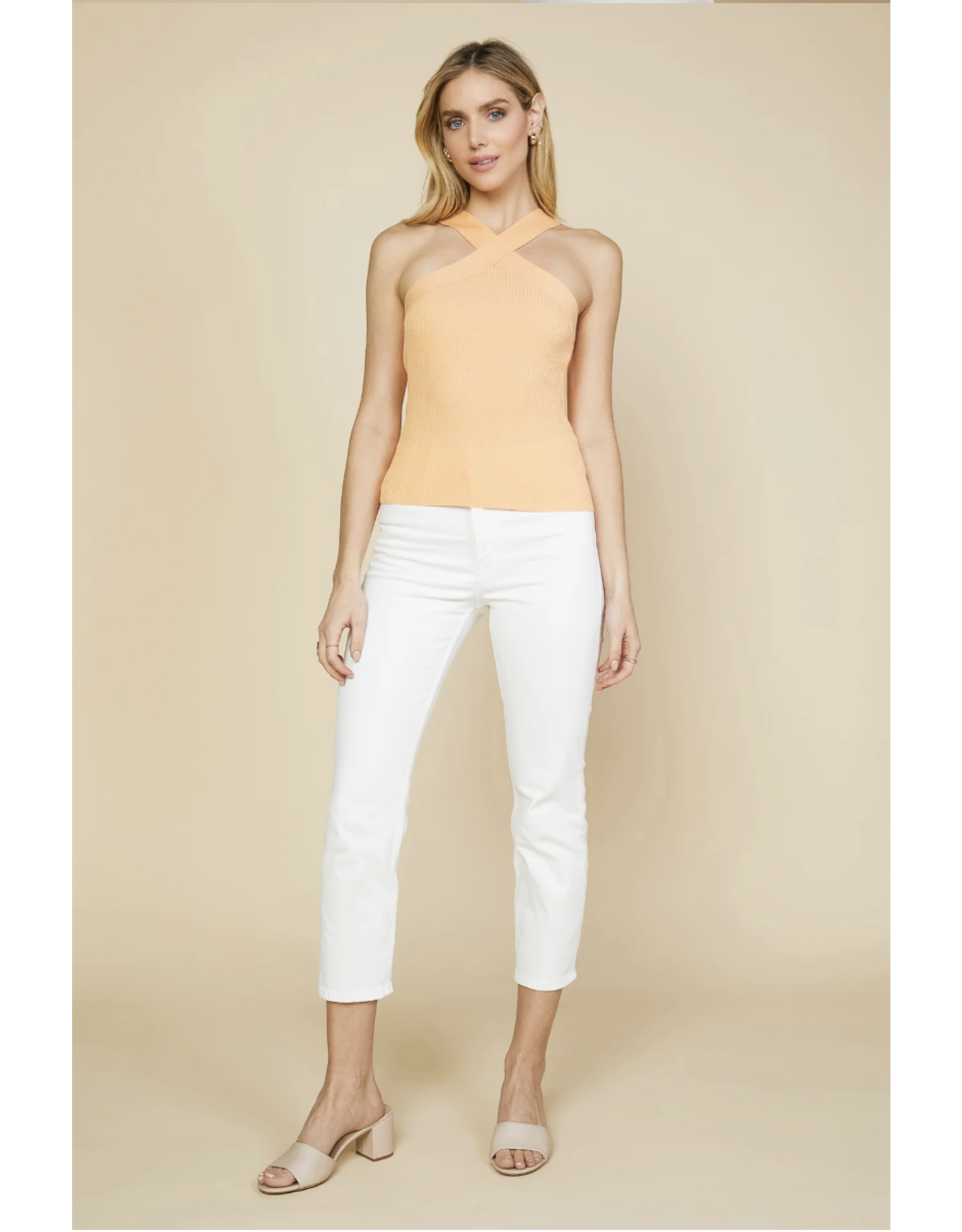 CROSSED NECK SLVLESS SWEATER