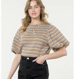 PUFF SLEEVE STRIPED TOP