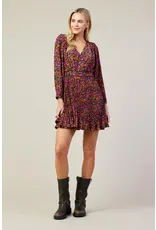 FALL FLORAL PLEATED MINI DRESS
