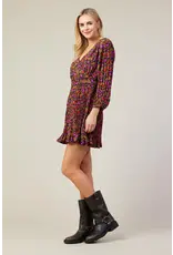 FALL FLORAL PLEATED MINI DRESS
