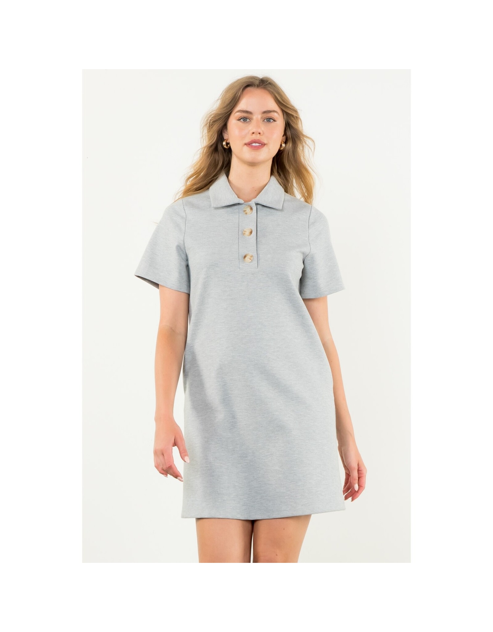 KNIT POLO MINI DRESS - Elle Gray KNIT POLO MINI DRESS - Elle Gray