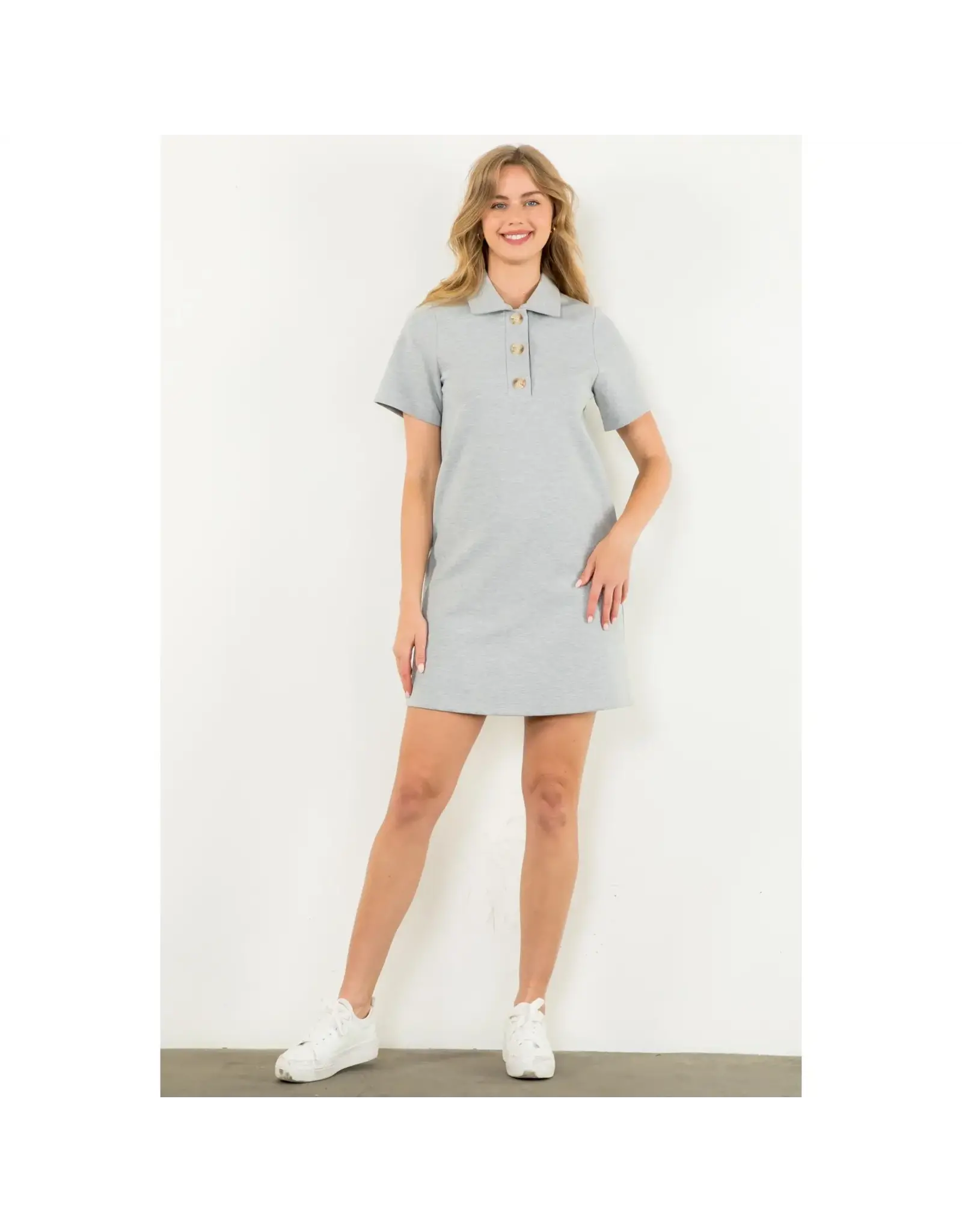 KNIT POLO MINI DRESS - Elle Gray KNIT POLO MINI DRESS - Elle Gray