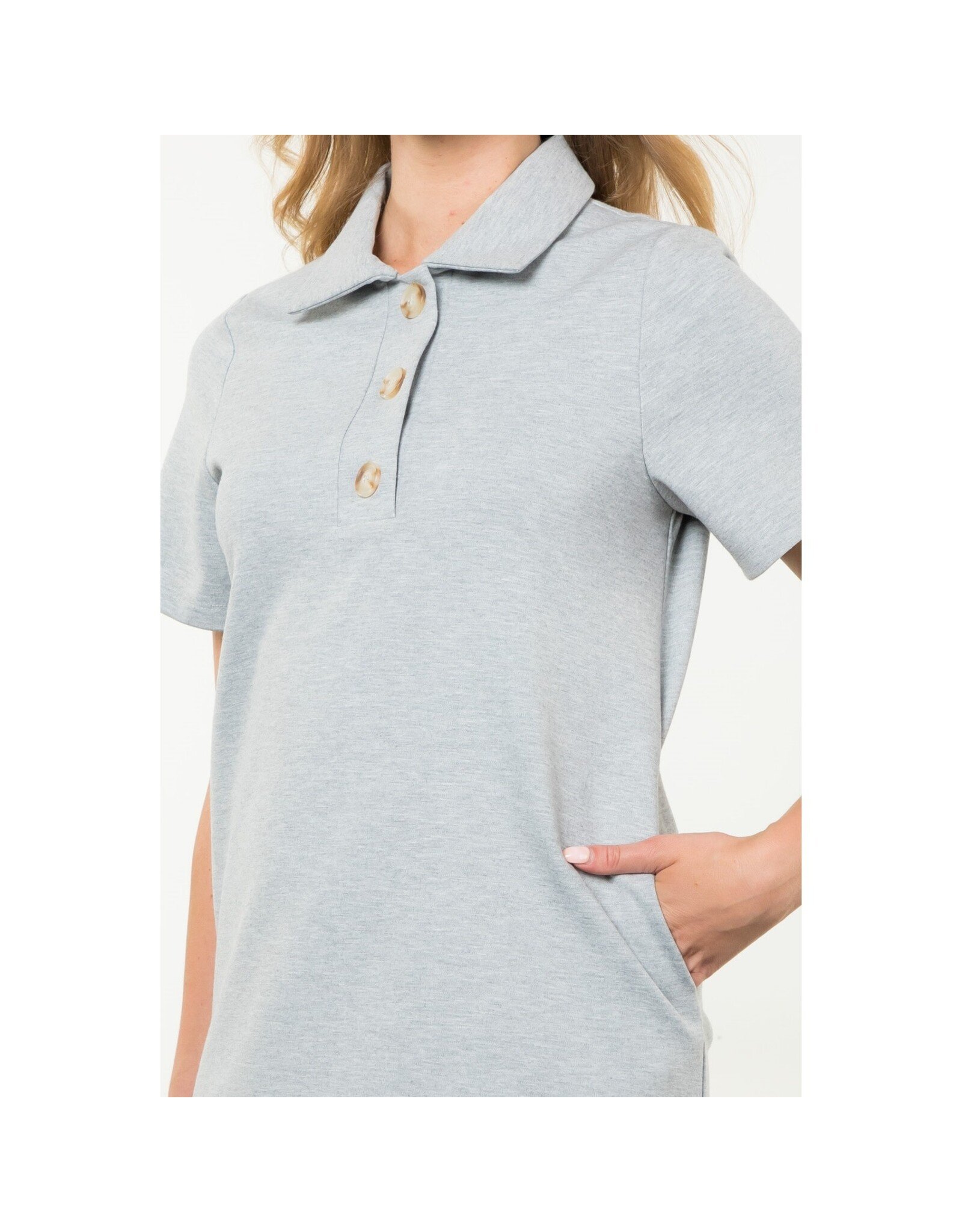 KNIT POLO MINI DRESS - Elle Gray KNIT POLO MINI DRESS - Elle Gray