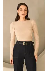 PUFF SLEEVE KNIT RIBBED TOP