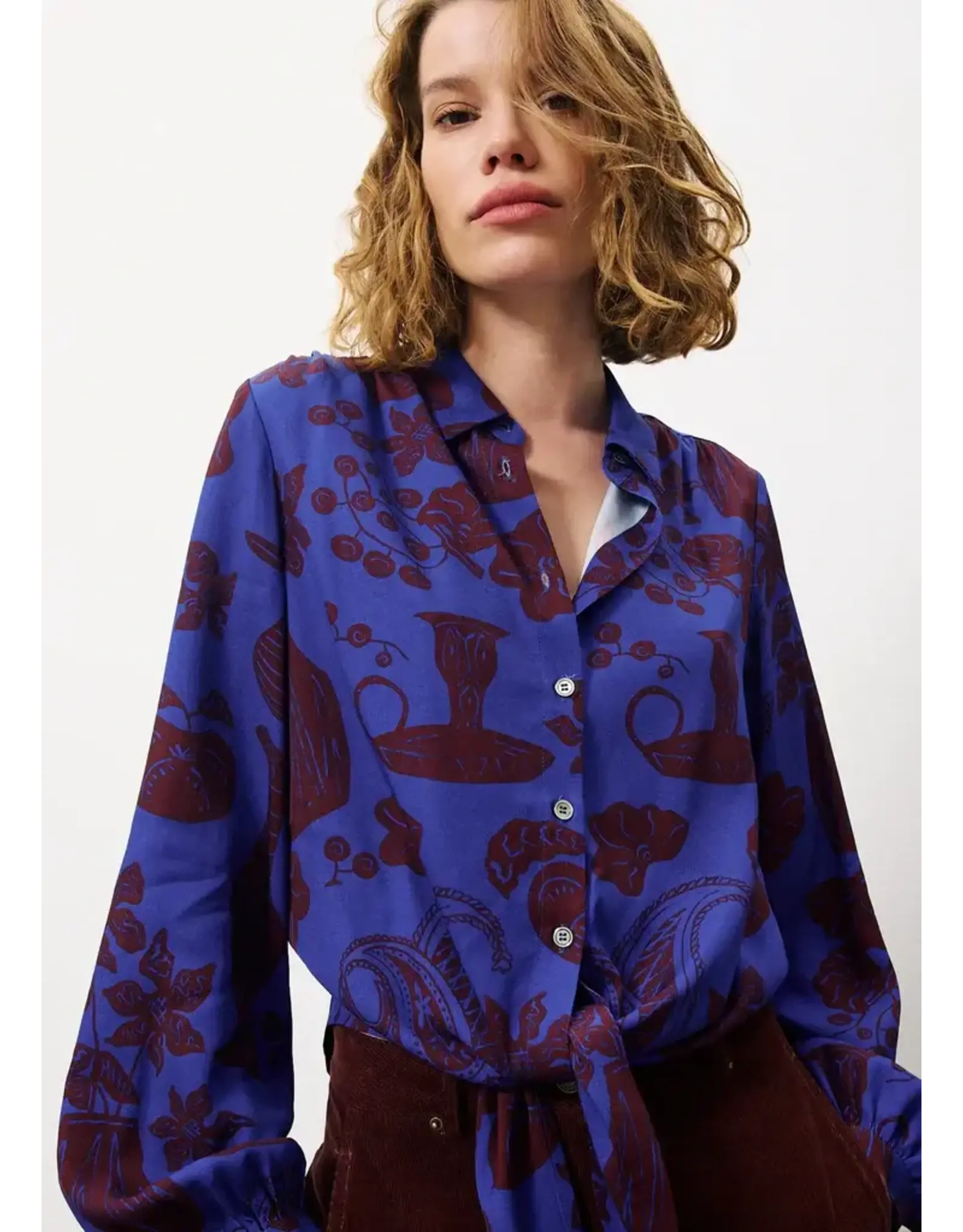FALL FLORAL TIE FRONT BLOUSE